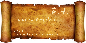 Prohaska Agenór névjegykártya